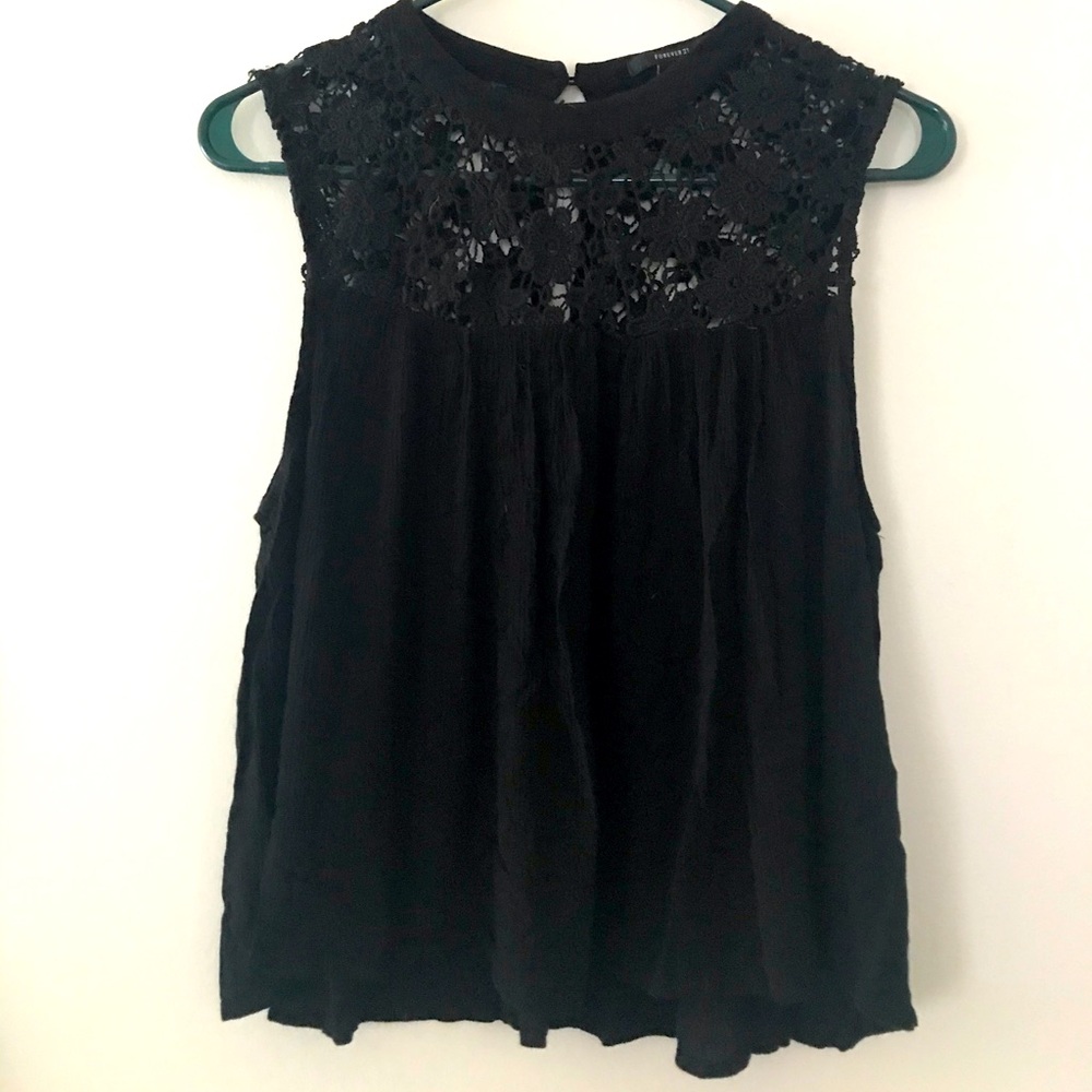Forever 21 black floral lace top